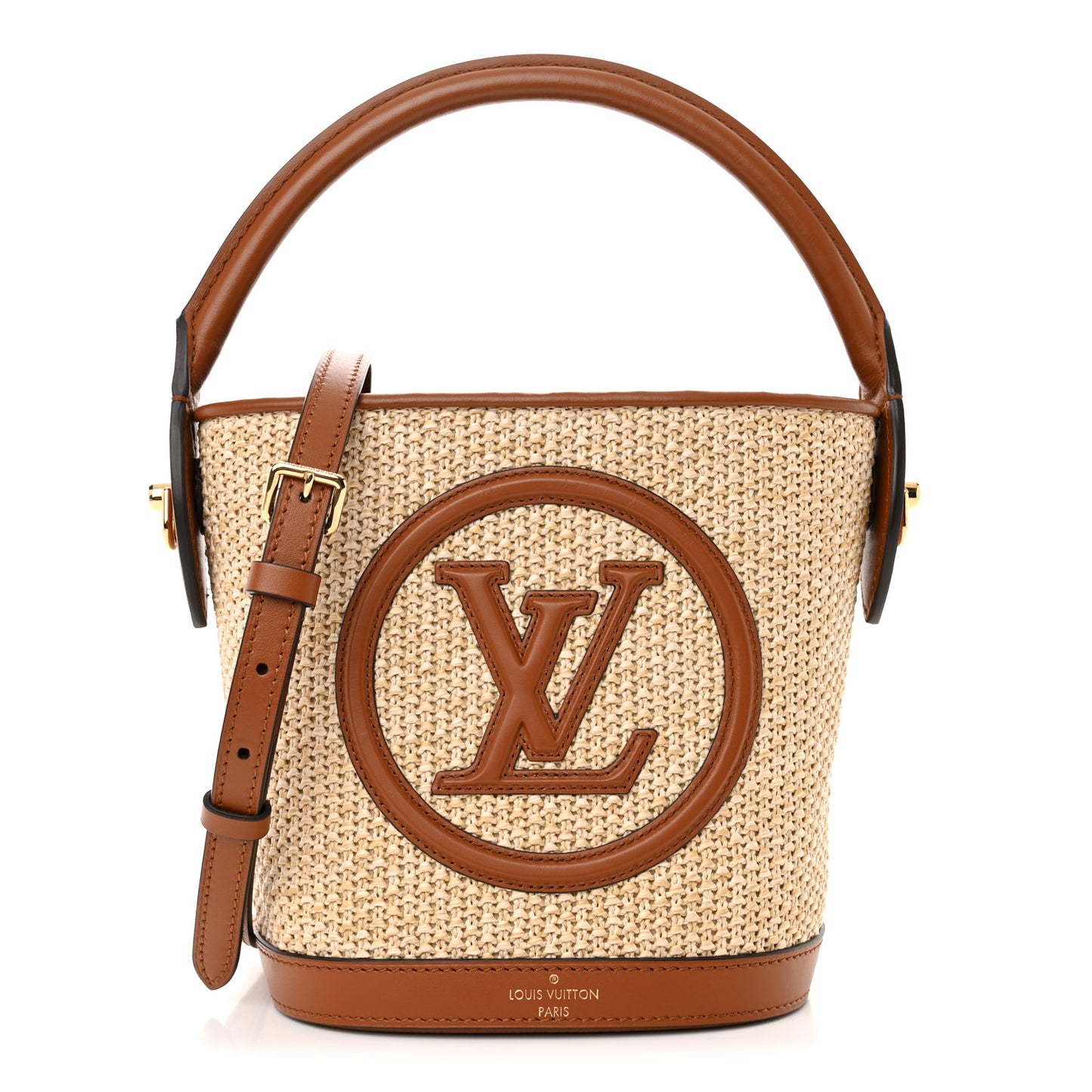 Kitted Raffia Petit Bucket Caramel