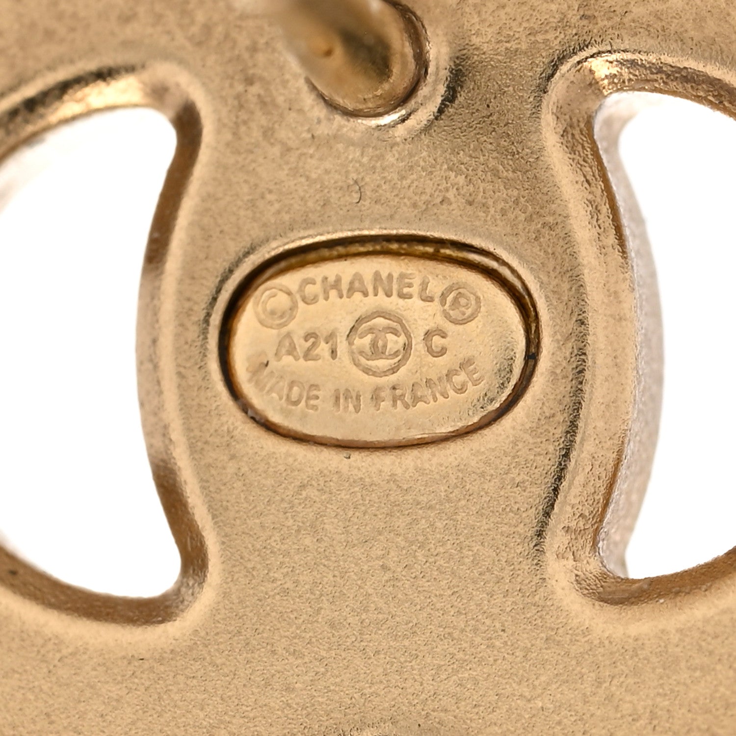 Chanel Matte Metal Crystal CC Earrings Gold 3 of 5