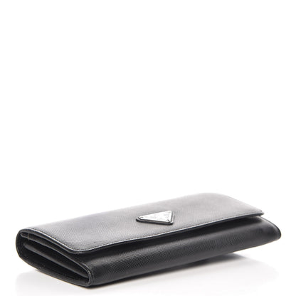 Prada Saffiano Continental Flap Wallet Black 5 of 10