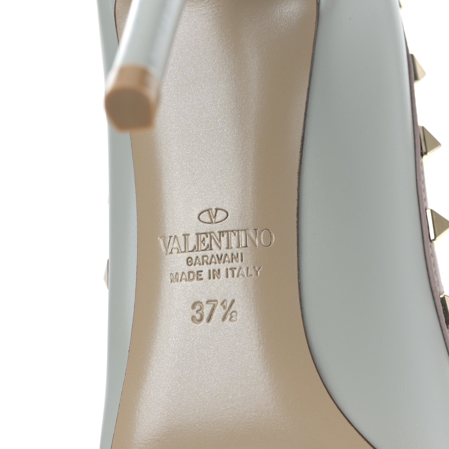 Valentino Garavani Nappa Rockstud 100mm Pumps 37.5 Stone Poudre 6 of 8