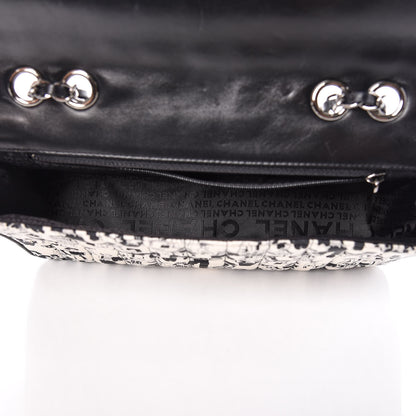 Chanel Silk Lambskin Coco Mademoiselle Scarf Flap Bag White Black 5 of 15