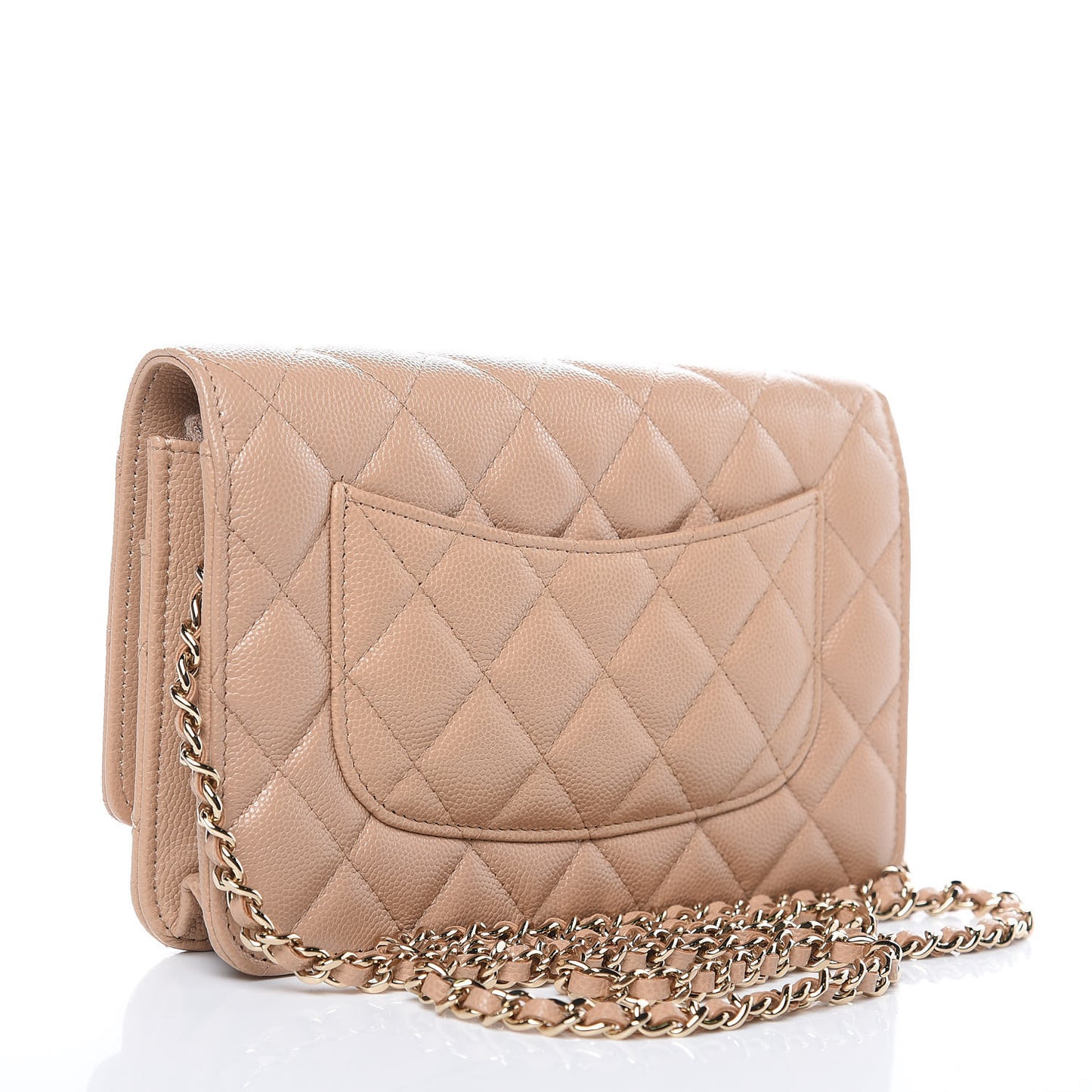 Caviar Quilted Wallet On Chain WOC Beige