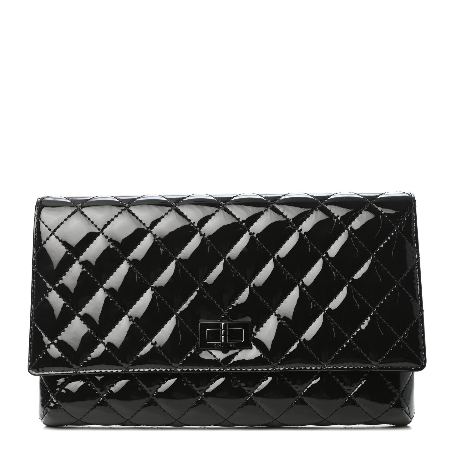 Patent Calfskin Quilted Reissue 2.55 Clutch So Black
