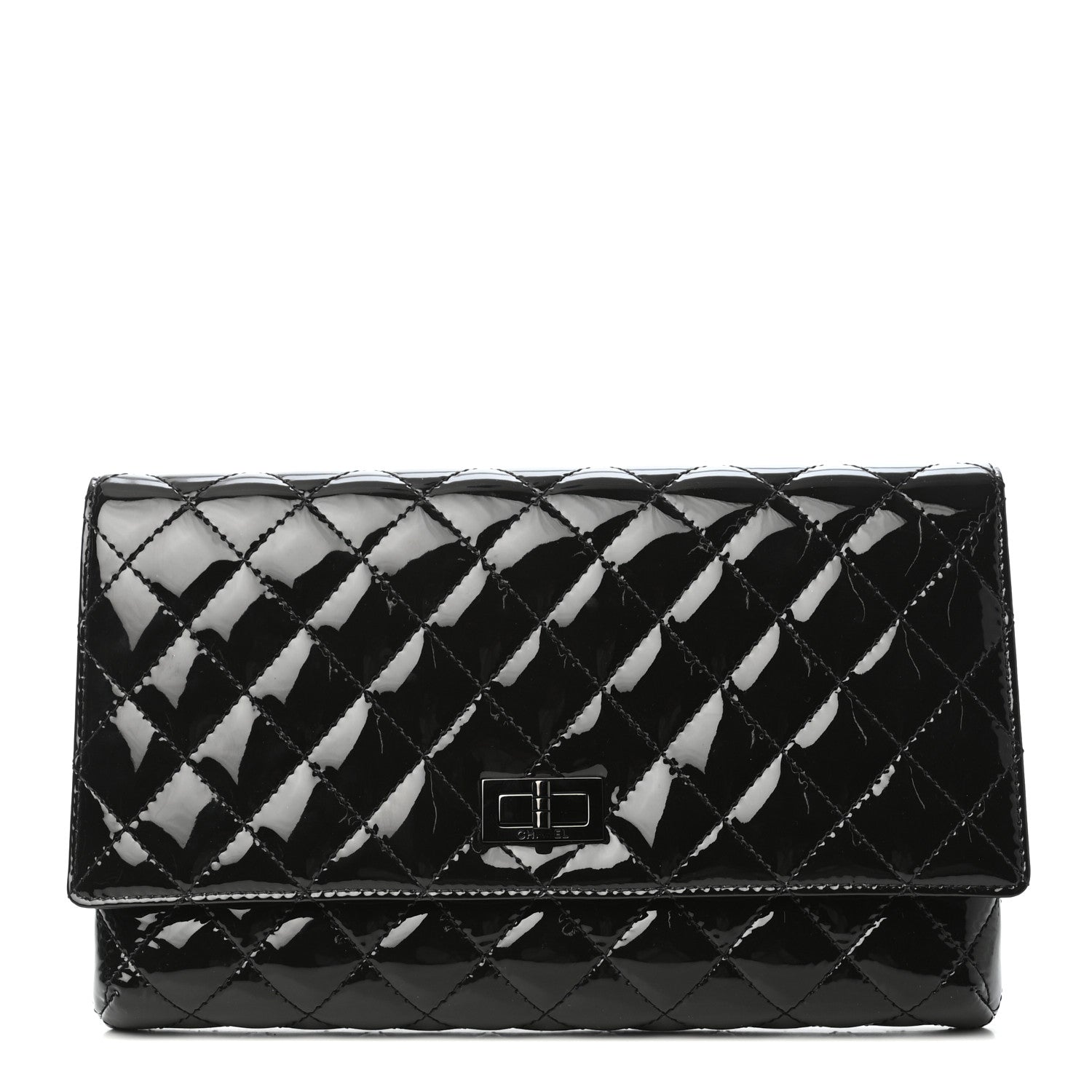 Chanel Patent Calfskin Quilted Reissue 2.55 Clutch So Black 1 of 8