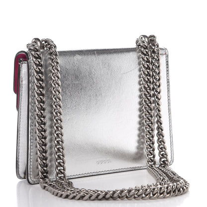Gucci Metallic Calfskin Crystal Mini Dionysus Shoulder Bag Silver 4 of 11
