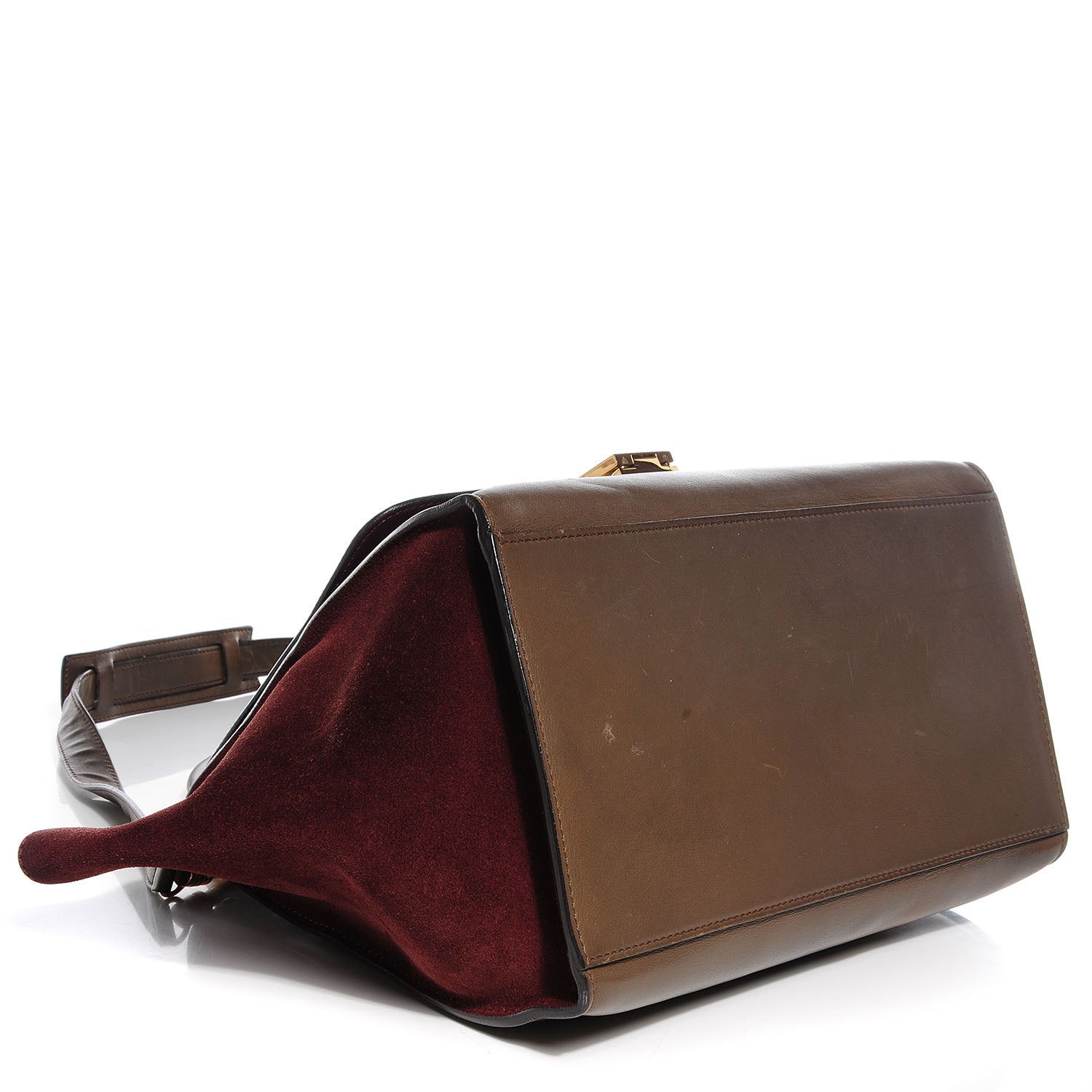 Celine Calfskin and Suede Medium Tri-Color Trapeze Khaki 4 of 8