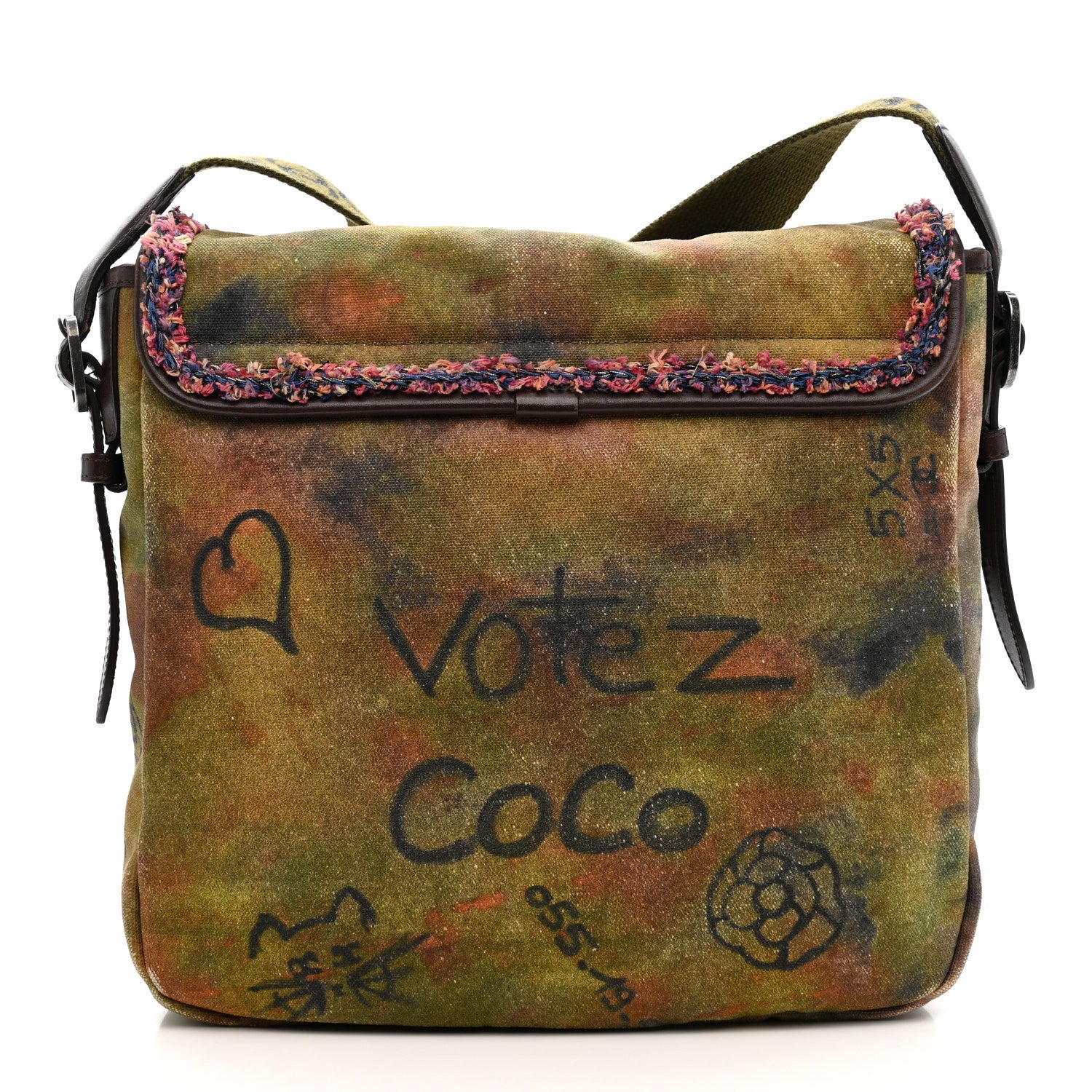 Chanel Washed Toile Graffiti On The Pavements Messenger Khaki Multicolor 22 of 30