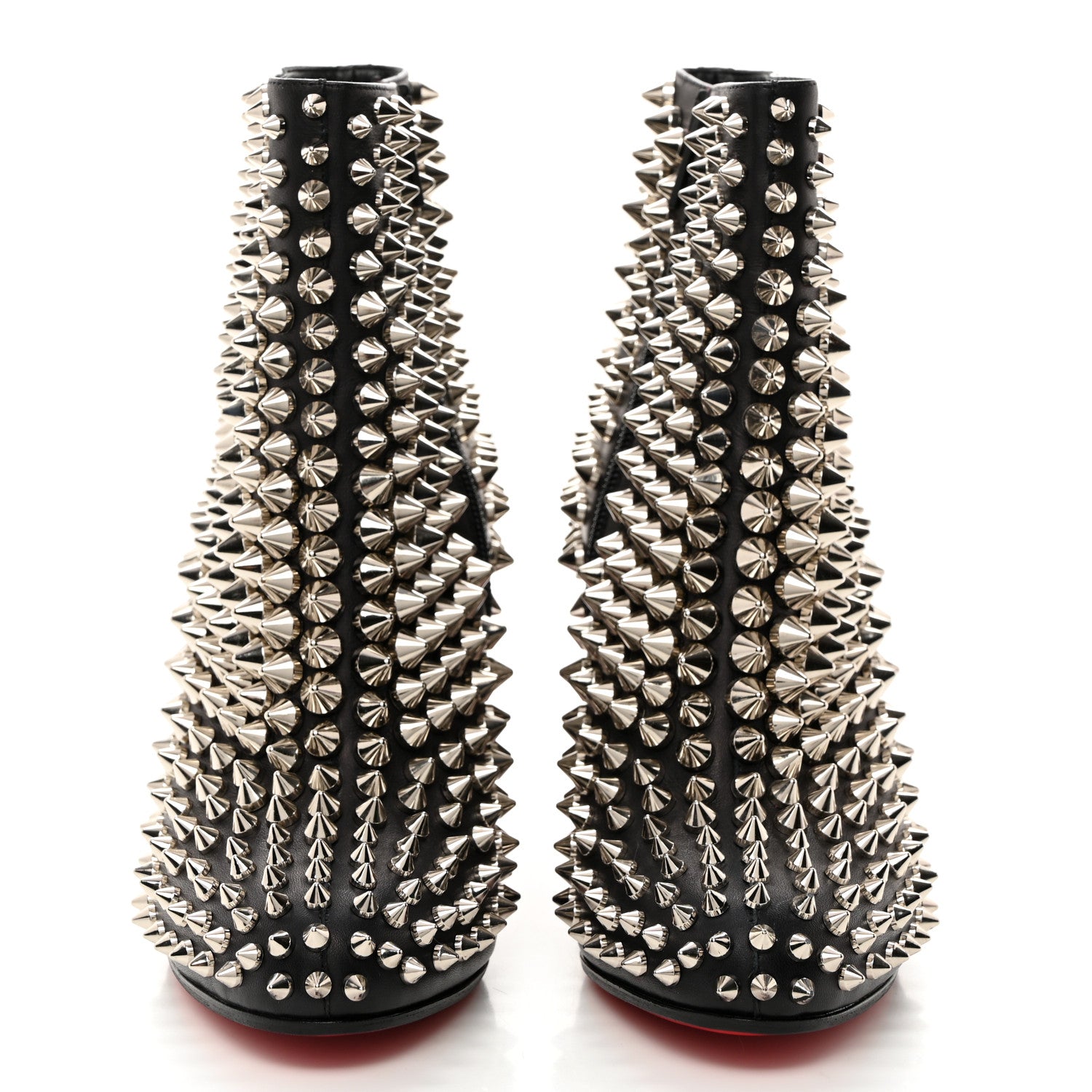 Christian Louboutin Calfskin Louise Capet Spikes 85 Boots 37 Black Silver 3 of 8