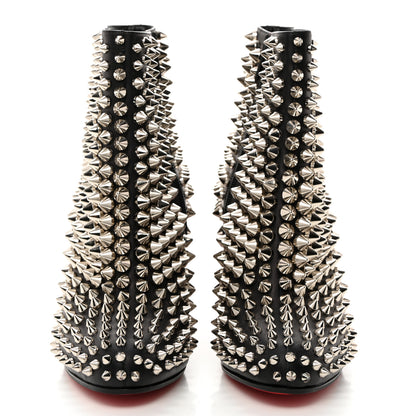 Christian Louboutin Calfskin Louise Capet Spikes 85 Boots 37 Black Silver 3 of 8