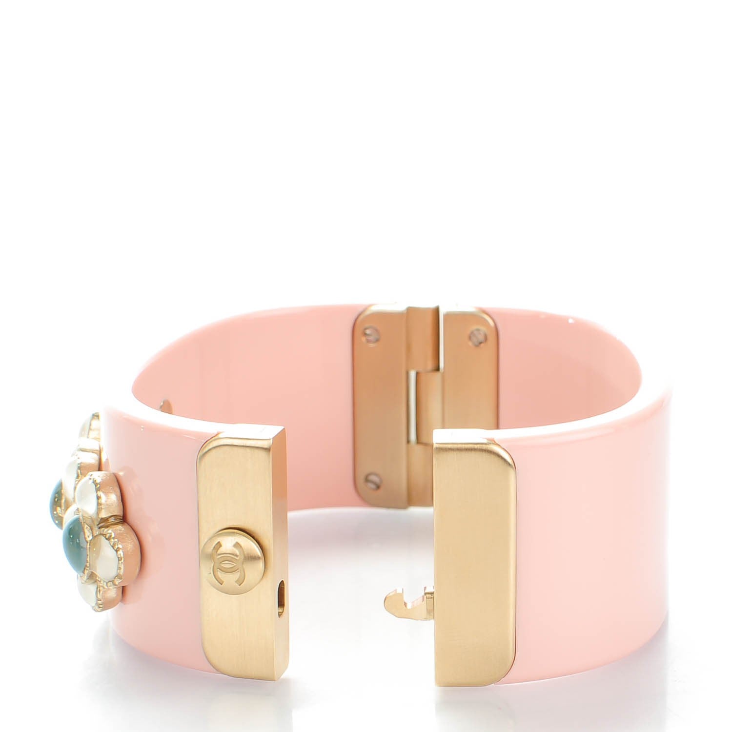 Chanel Resin Gripoix CC Cuff Pink 4 of 6