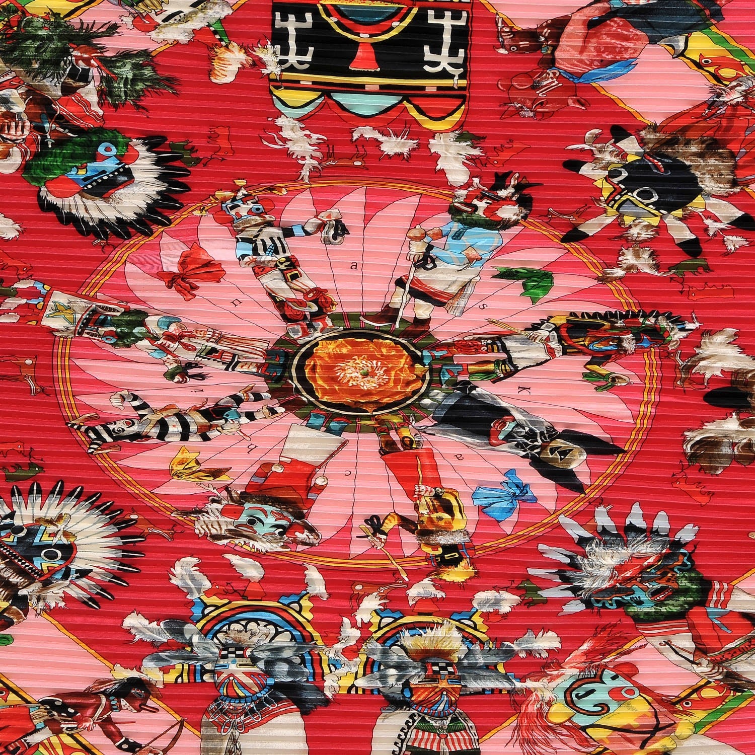 Hermes Silk Plisse Kachinas Scarf 90 3 of 8