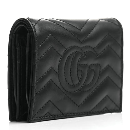 Gucci Calfskin Matelasse GG Marmont Card Case Wallet Black 3 of 7
