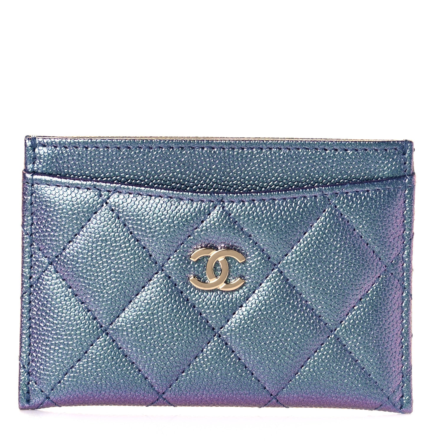 Chanel Iridescent Caviar Quilted Card Holder Dark Blue 1 of 9