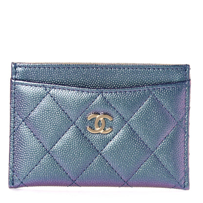 Chanel Iridescent Caviar Quilted Card Holder Dark Blue 1 of 9
