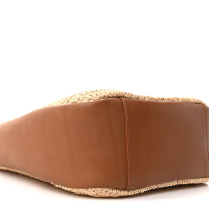 Saint Laurent Raffia Calfskin Le 5 A 7 Small Hobo Natural Brick 10 of 11