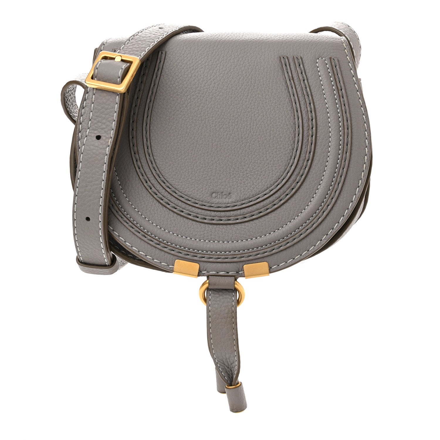 Chloe Calfskin Mini Marcie Round Crossbody Bag Grey 1 of 9
