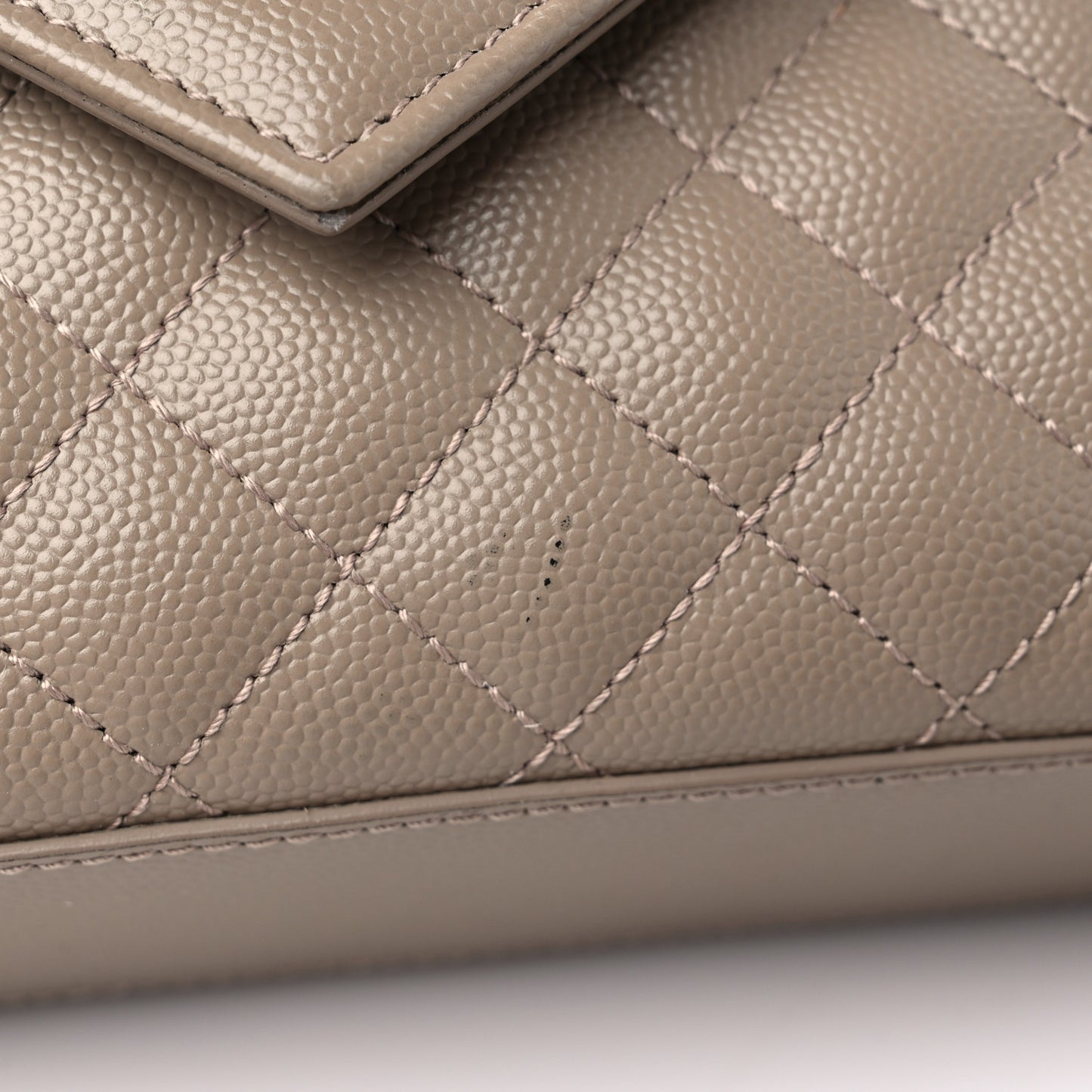Grain De Poudre Textured Mixed Matelasse Medium Triquilt Monogram Satchel Dark Beige