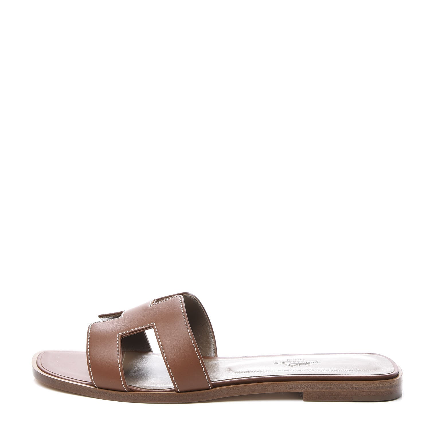 Hermes Box Calfskin Oran Sandals 36.5 Gold 1 of 12