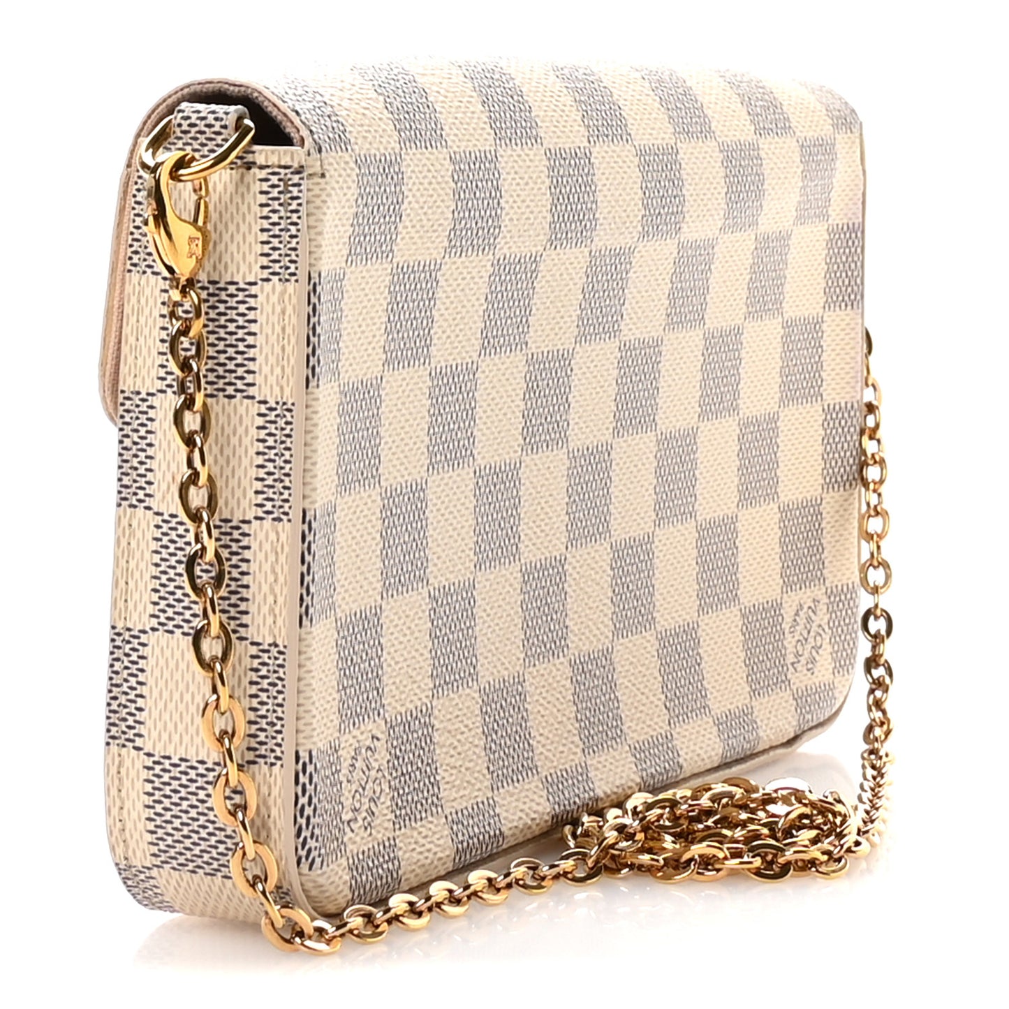 Damier Azur Pochette Felicie Chain Wallet Rose Ballerine