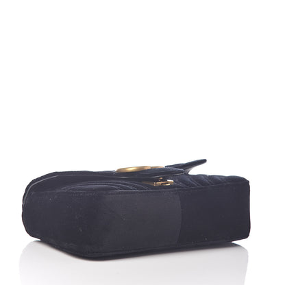 Gucci Velvet Matelasse Mini GG Marmont Shoulder Bag Black 4 of 10