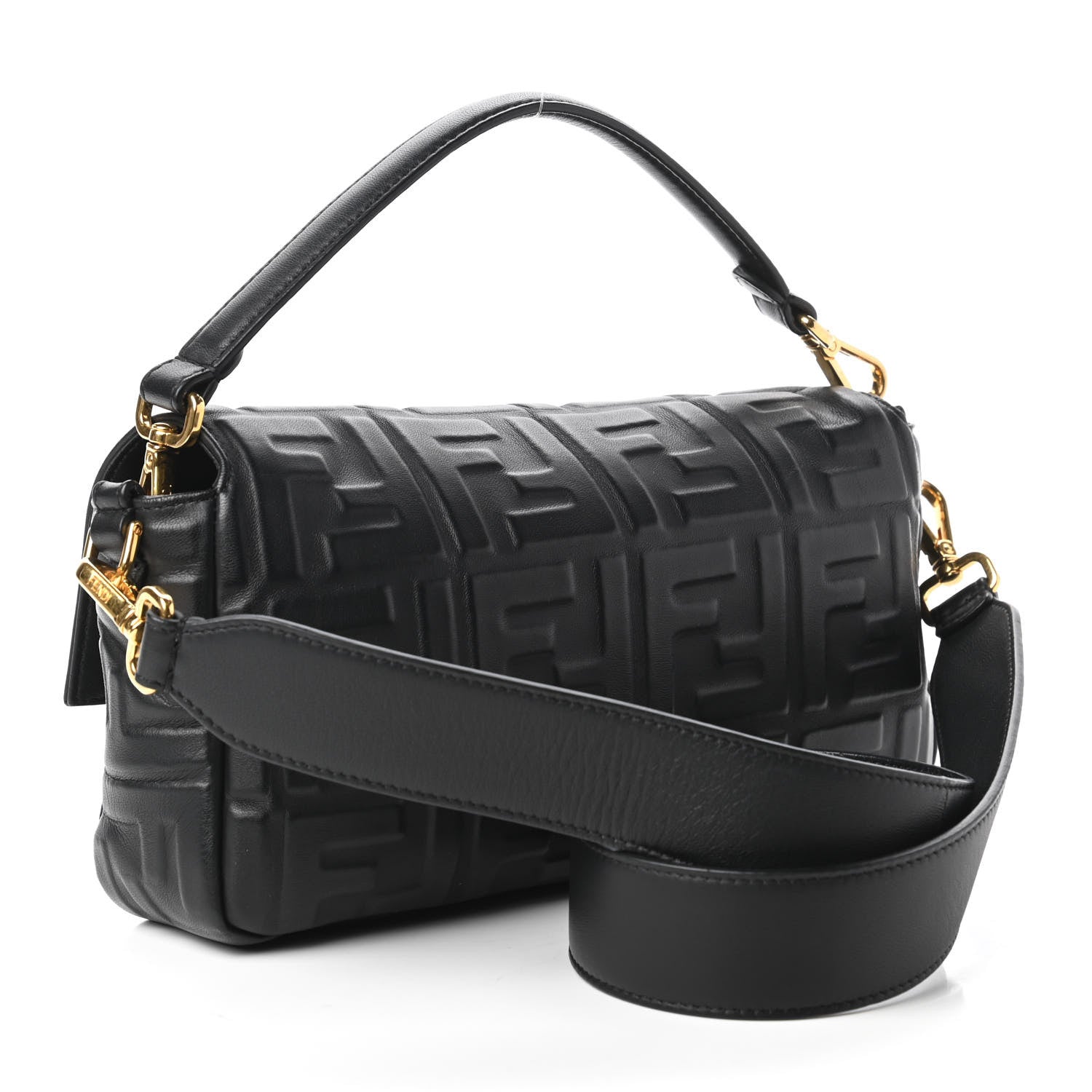 Fendi Nappa FF 1974 Embossed Baguette Black 3 of 10