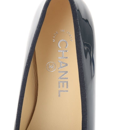 Chanel Patent CC Cap Toe Ballerina Flats 37.5 Dark Blue 7 of 10