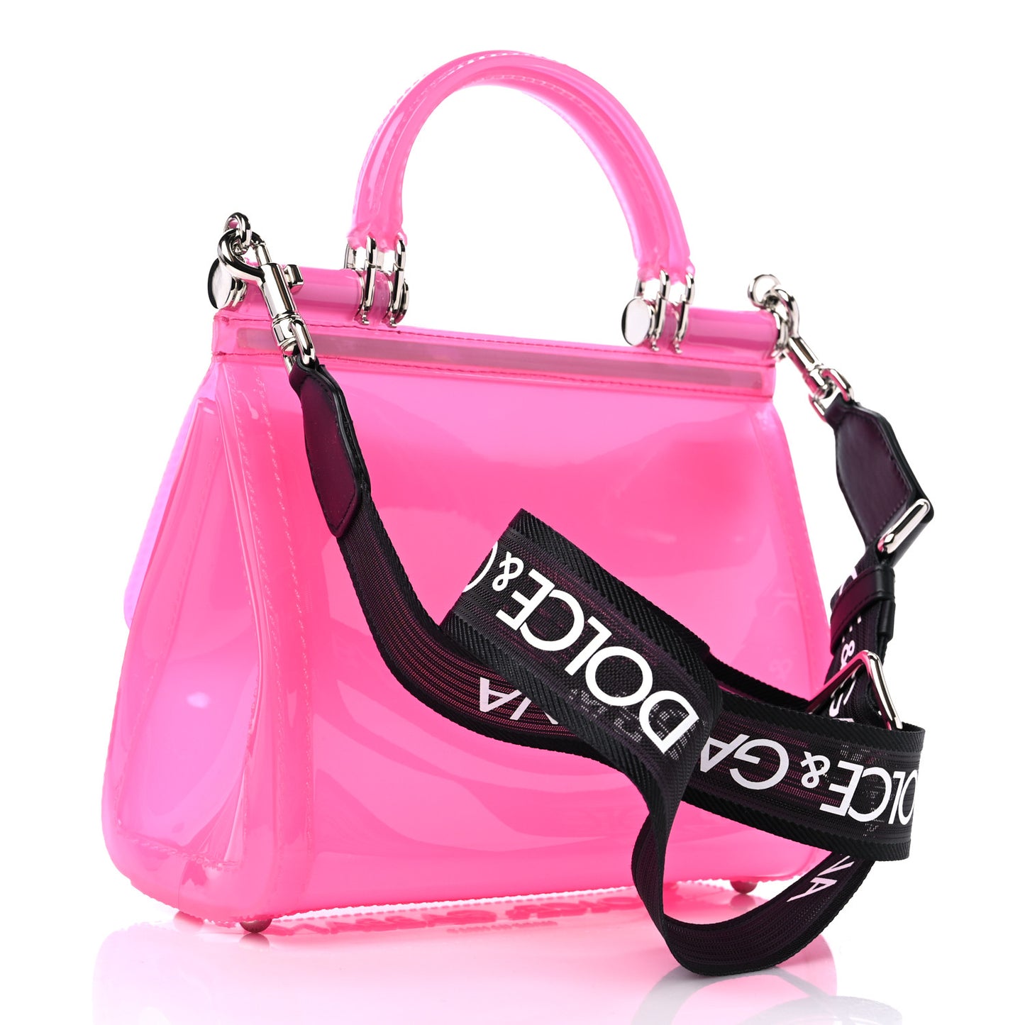Rubber Semi Transparent Miss Sicily Satchel Pink
