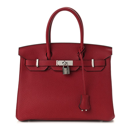 Hermes Taurillon Clemence Birkin 30 Rouge Grenat 1 of 10