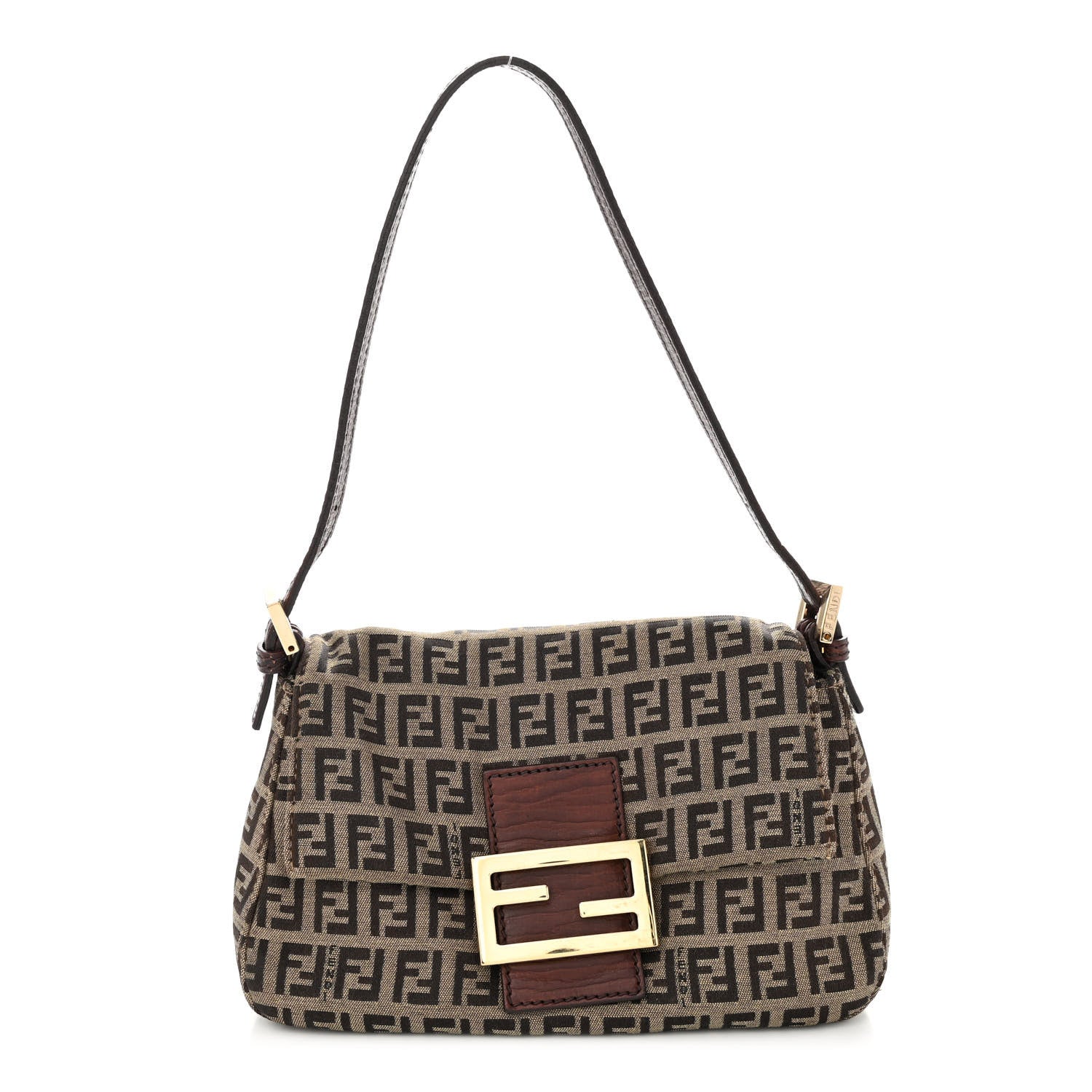 Fendi Zucchino Vitello Mini Mama Baguette Mogano Panna Bruciato 1 of 10