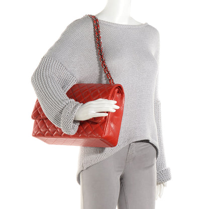 Chanel Lambskin Quilted Maxi Double Flap Red 2 of 10