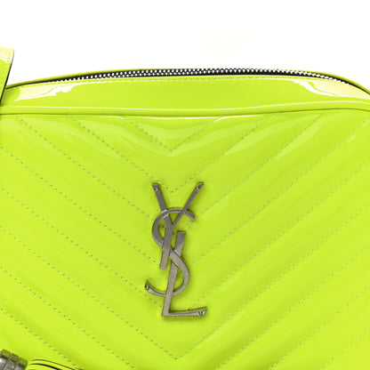 Saint Laurent Patent Calfskin Matelasse Monogram Lou Camera Bag Neon Yellow 8 of 10