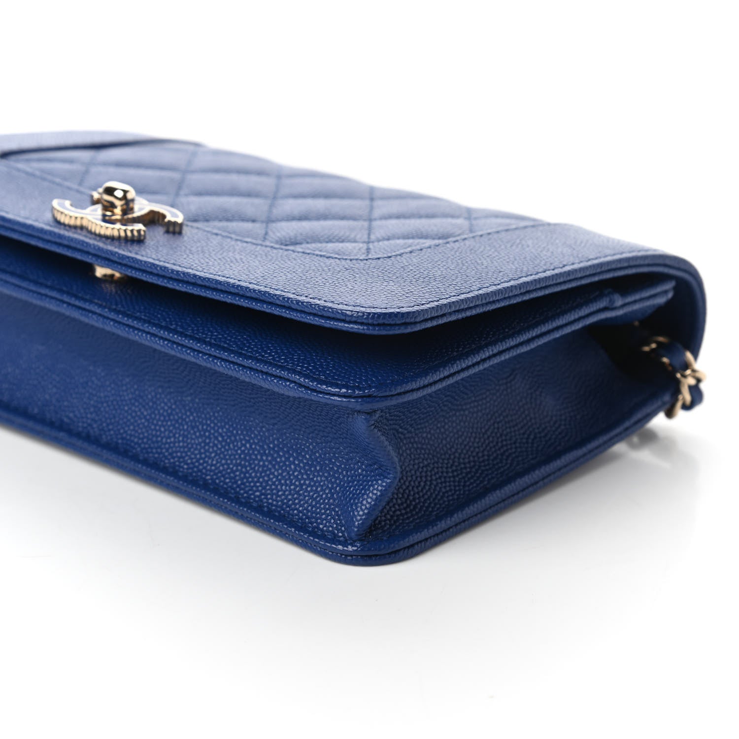 Chanel Caviar Quilted Vintage Mademoiselle Wallet On Chain WOC Blue 7 of 11