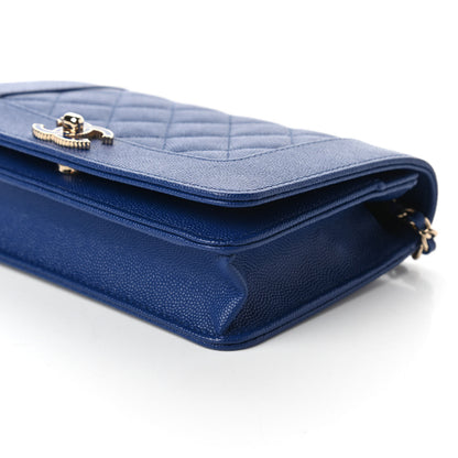 Chanel Caviar Quilted Vintage Mademoiselle Wallet On Chain WOC Blue 7 of 11
