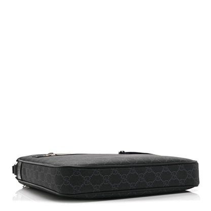 Gucci GG Supreme Monogram Web Small Flat Messenger Bag Black Grey 4 of 11