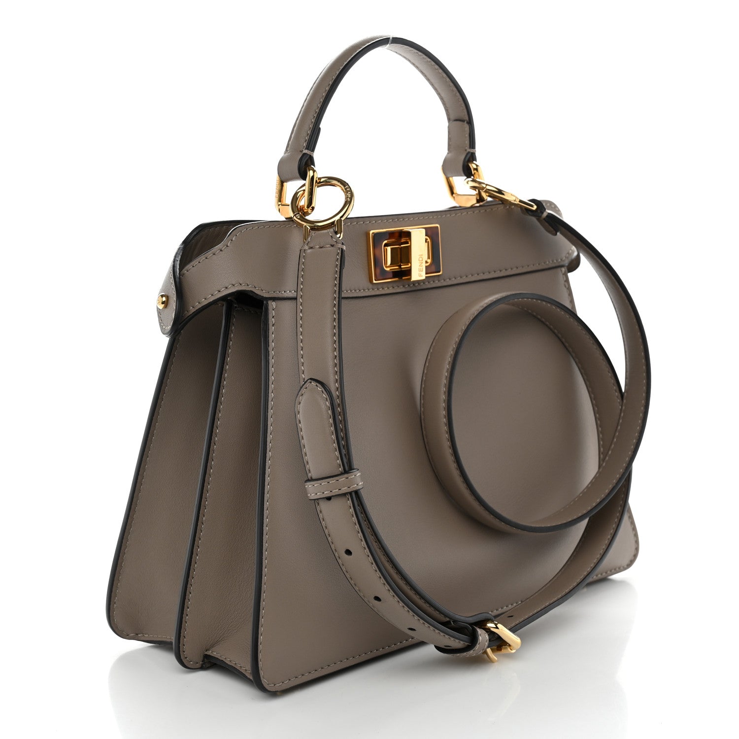 Fendi Vitello Seta Shiny Nappa Plexiglass Bi-Color Small Peekaboo I SEE U Satchel Tartaruga Black 3 of 10