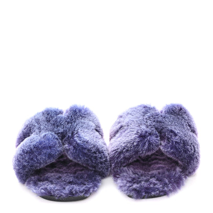 Hermes Woolskin Oran Sandals 38 Violet Fonce 3 of 8