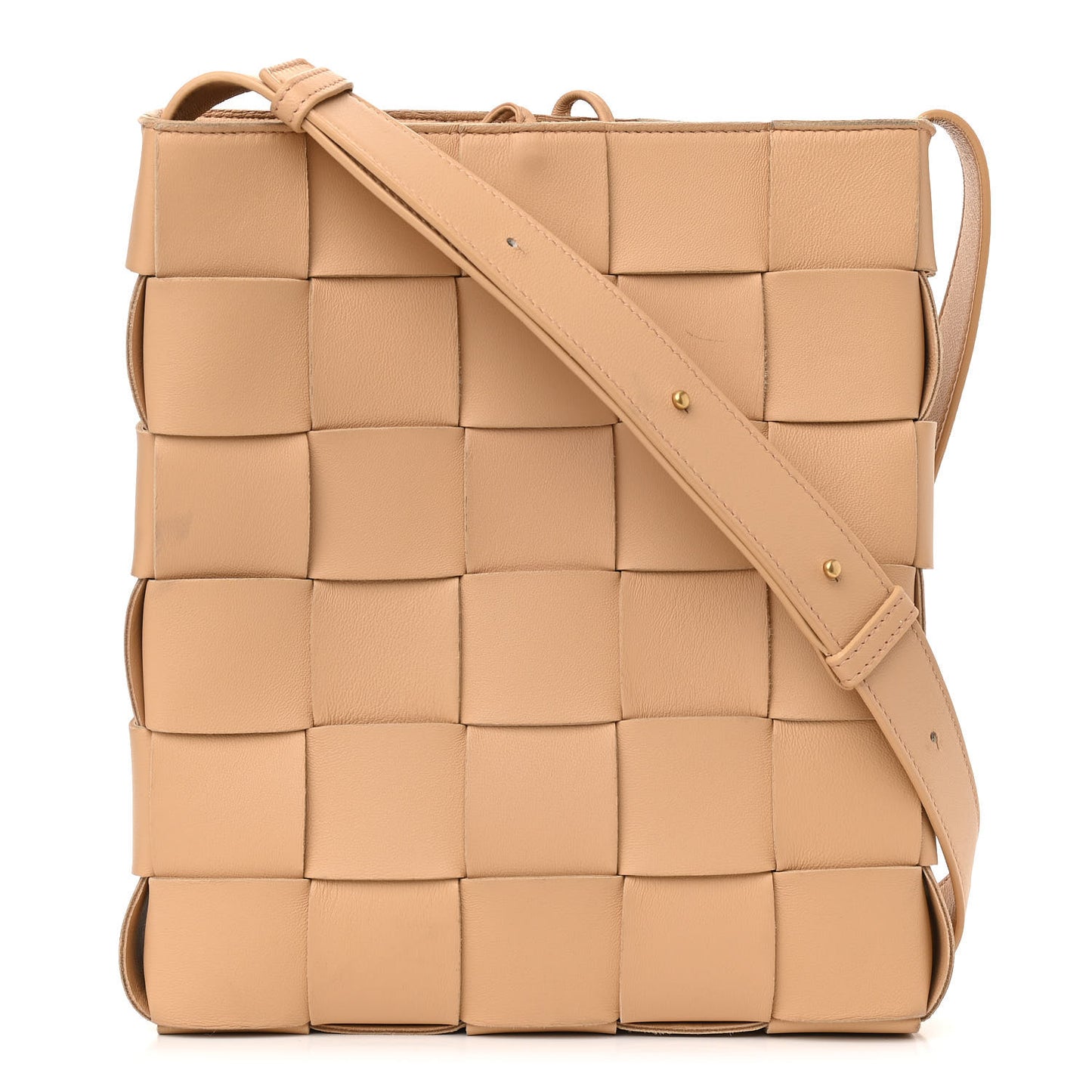 Lambskin Maxi Intrecciato Cassette Messenger Almond