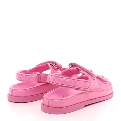 Chanel Laminated Lambskin Velcro Dad Sandals 40 Pink 4 of 8