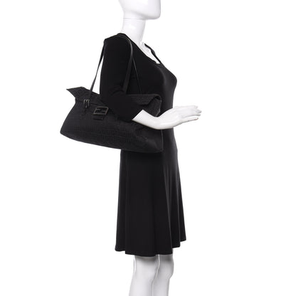 Fendi Zucchino Flap Shoulder Bag Black 2 of 9