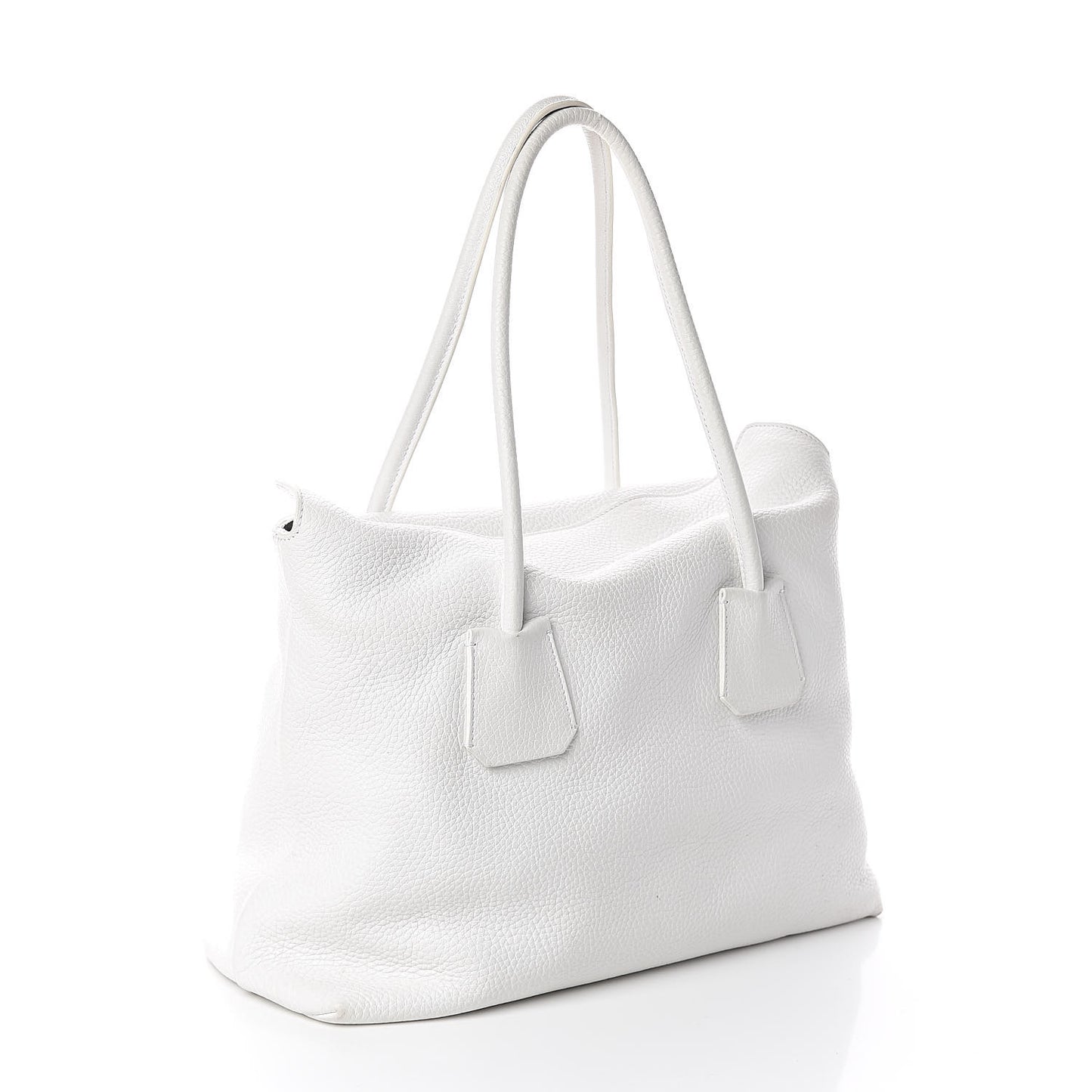 London Grainy Calfskin Medium Baynard Tote White