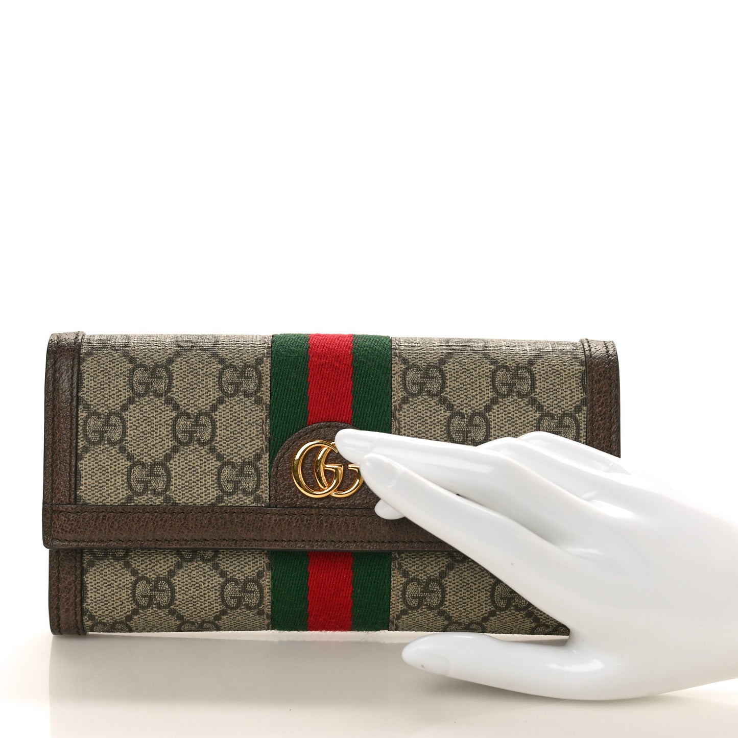 GG Supreme Monogram Web Ophidia Continental Wallet Brown