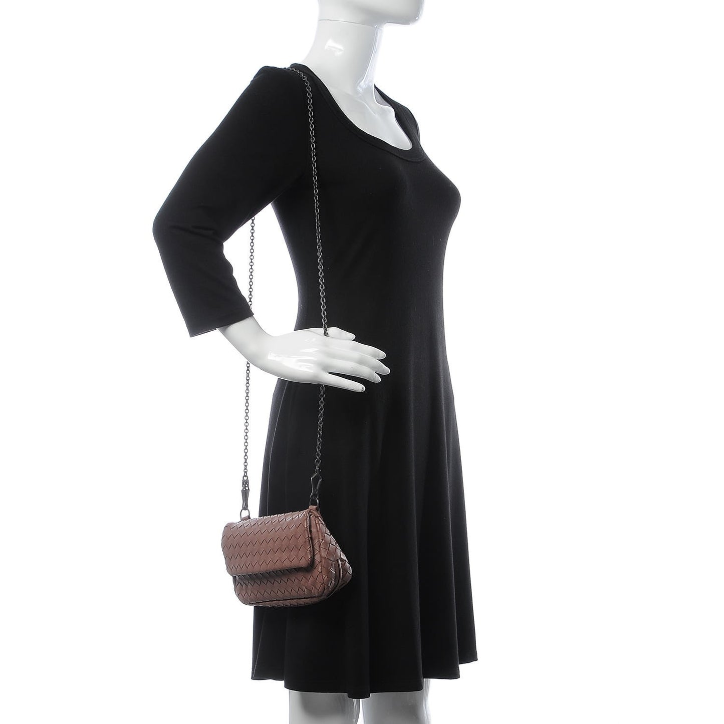 Nappa Intrecciato Small Chain Crossbody Dusty Rose