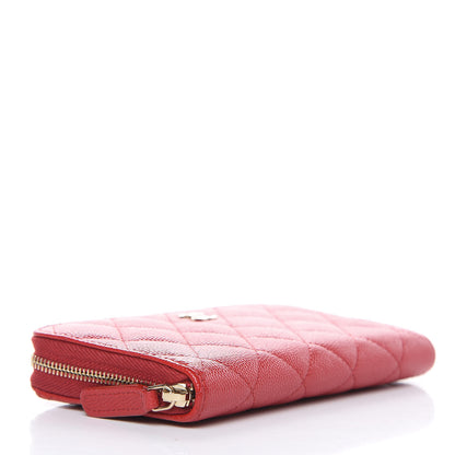 Chanel Caviar Quilted Medium Zip Around Wallet Red 4 of 8