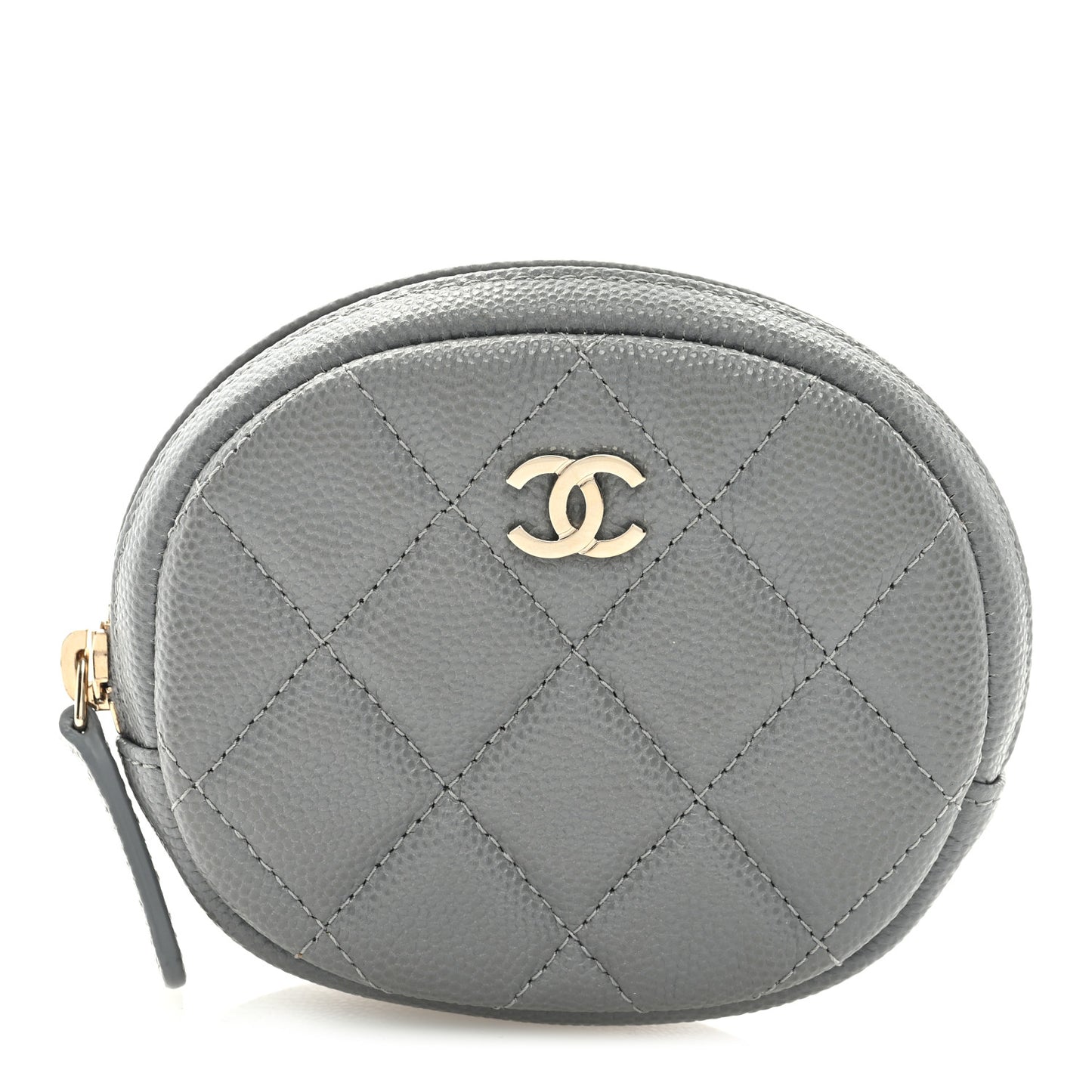 Caviar Quilted Zip Around Classic Coin Purse Grey