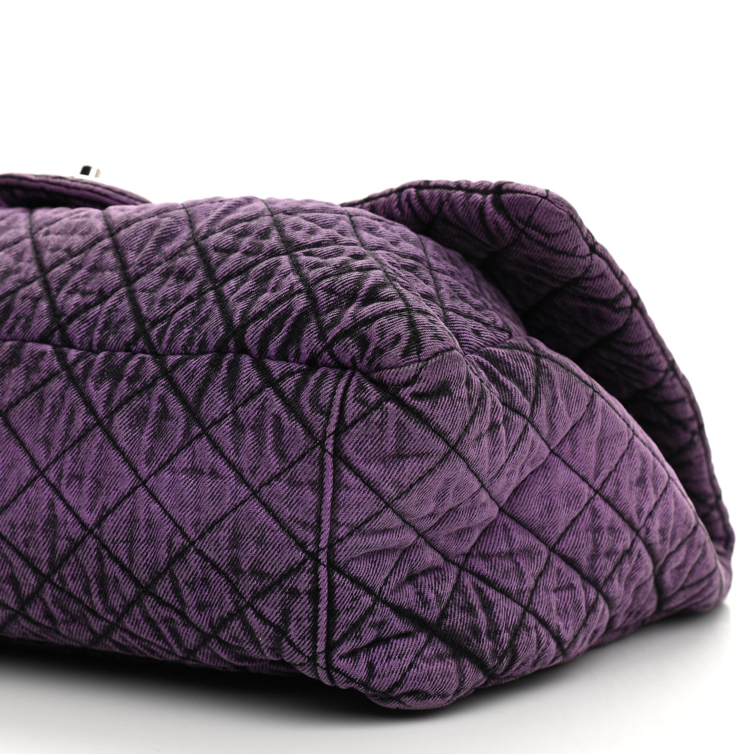 Chanel Denim Quilted Denimpression XXL Flap Purple Black 10 of 10