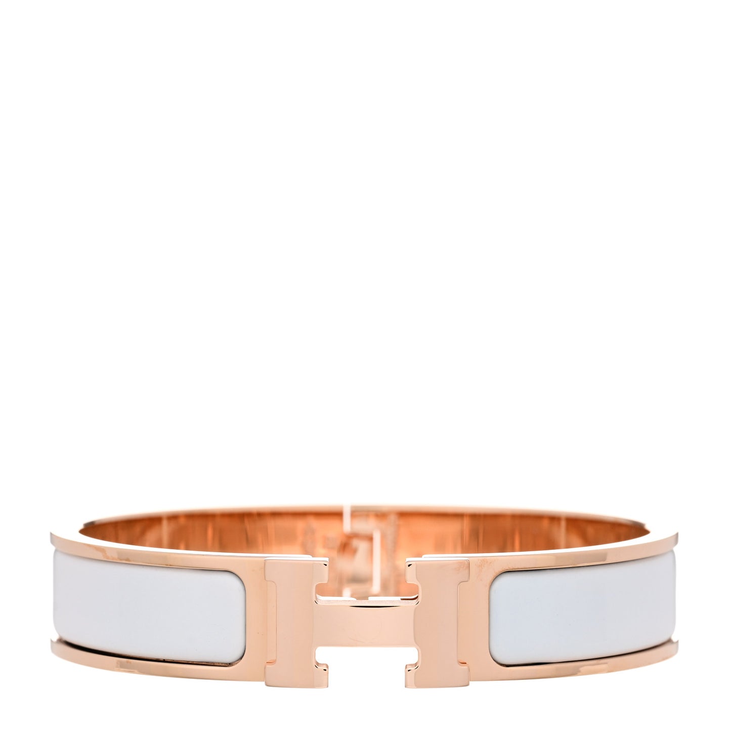 Enamel Narrow Clic Clac H Bracelet PM White
