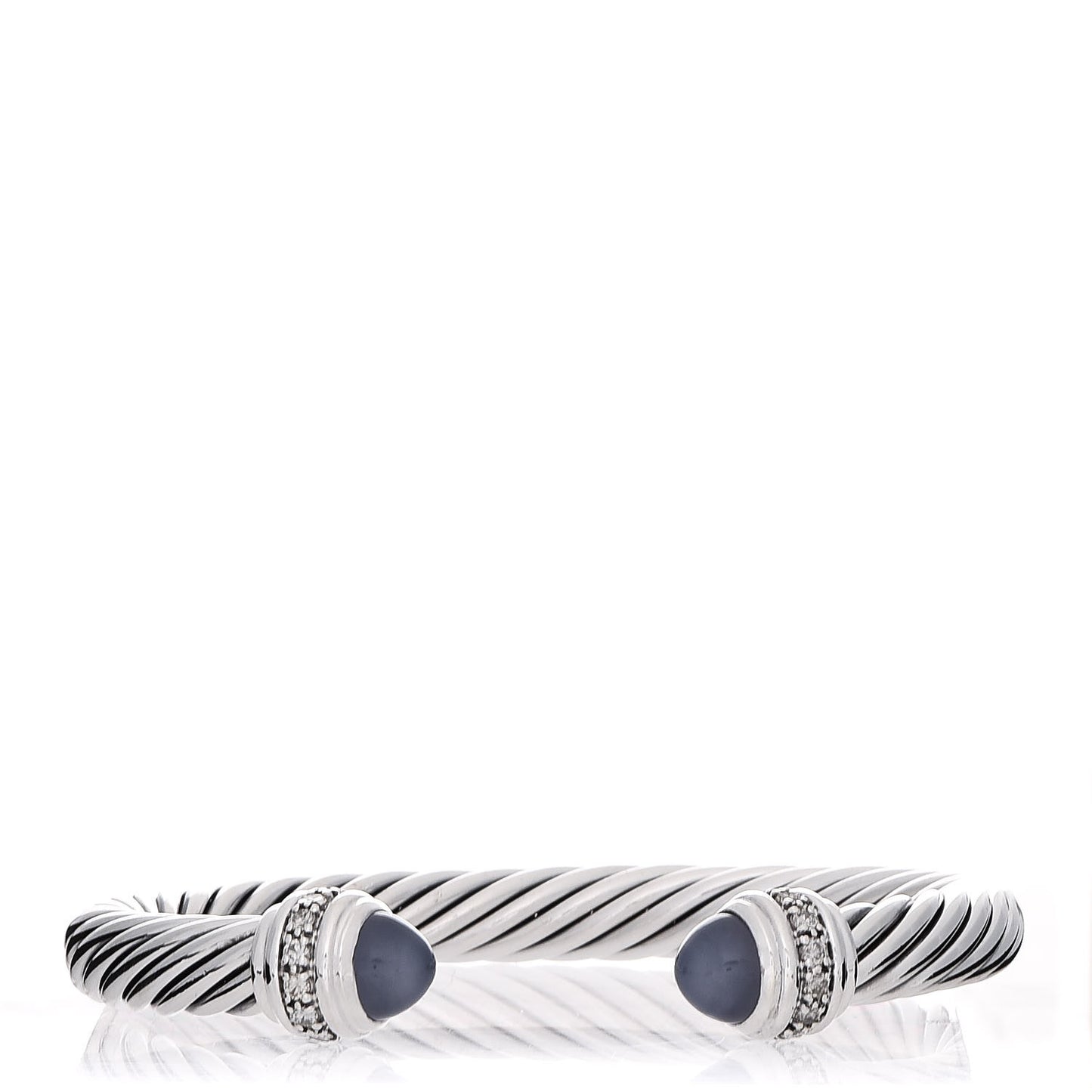 Sterling Silver Diamond Chalcedony 7mm Cable Classics Bracelet
