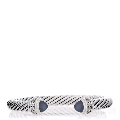 David Yurman Sterling Silver Diamond Chalcedony 7mm Cable Classics Bracelet 1 of 5