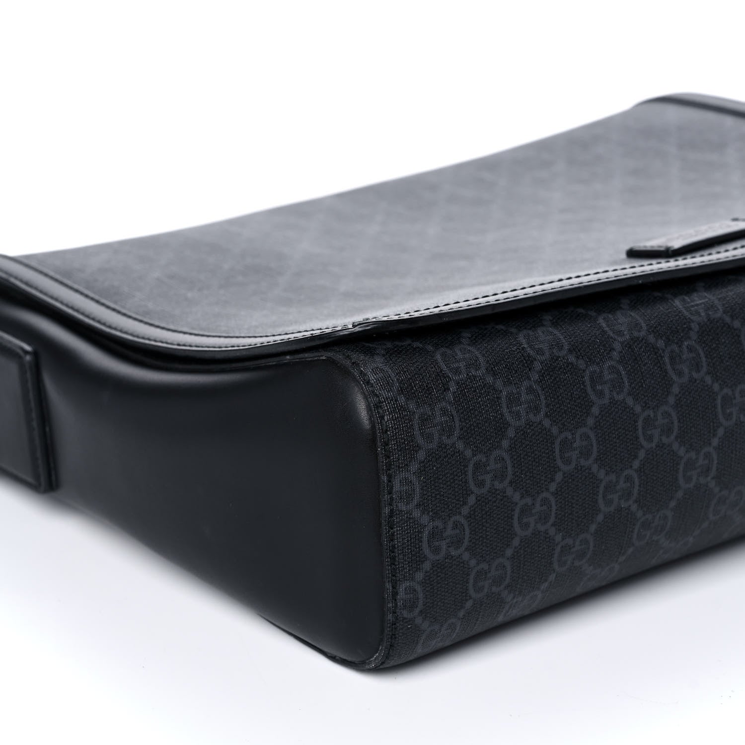 Gucci GG Supreme Monogram Web Flap Messenger Bag Black Grey 9 of 12