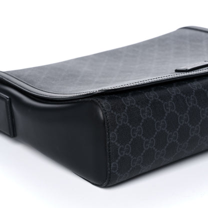 Gucci GG Supreme Monogram Web Flap Messenger Bag Black Grey 9 of 12